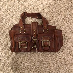 Coach satchel handbag in luggage color leather